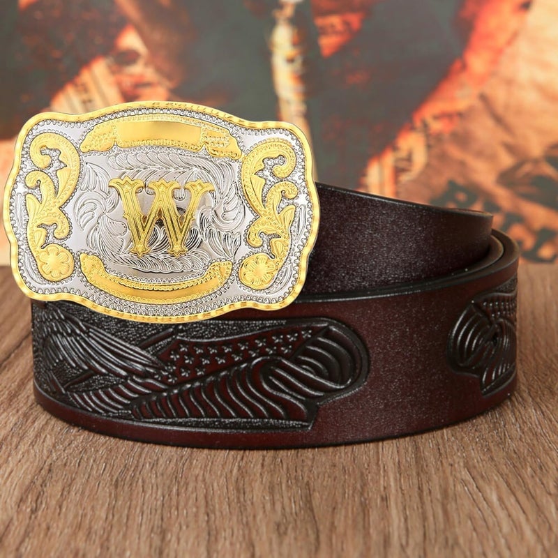 WMG Western Belt Buckle Initial Letters ABCDMRJ to Z Cowboy Belt Buckle, Rodeo Buckles for Men & Women Fits Up to 2 Inch Belts - Image 5